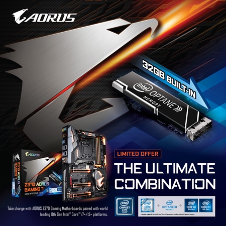 AORUS最新Z370主機板獨家內建32GB Intel® Optane™記憶體